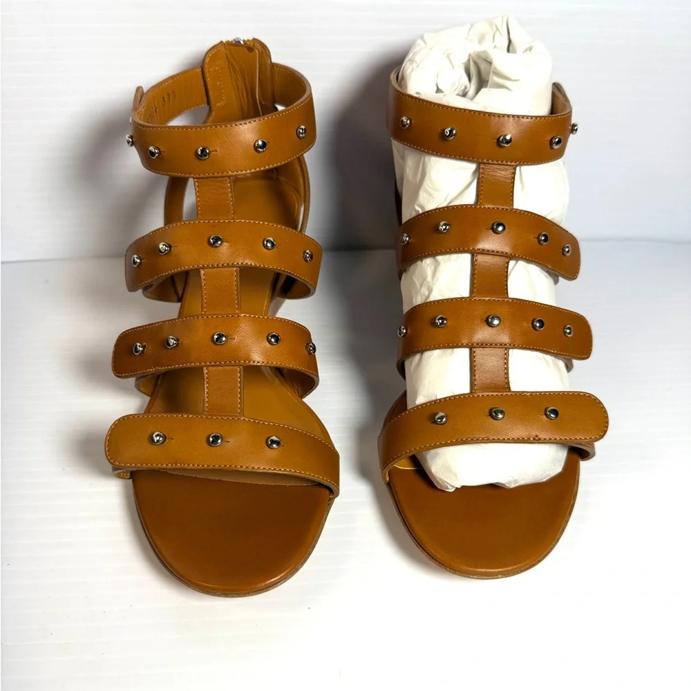 Gucci Gladiator Brown Leather Sandal Shows Size EU 37.5 or 7.5 NWT - Picture 2 of 16